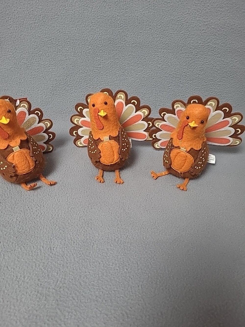 Target Spritz Turkeys 2024 Felt Plush Bird Harvest Figurines NWT Set of 3